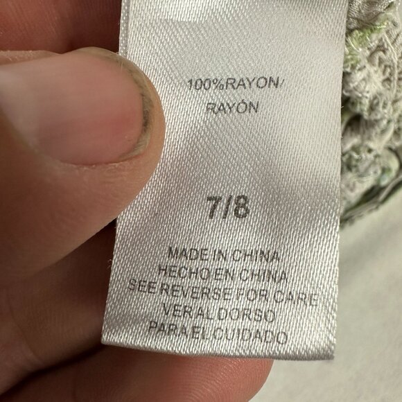 Satin Flowers Girls Tropical Palm Leaf Off-Shoulder Button-Down Top Size 7/8 - Picture 4 of 5